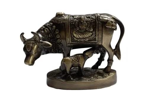 Brass Cow with Calf Statue