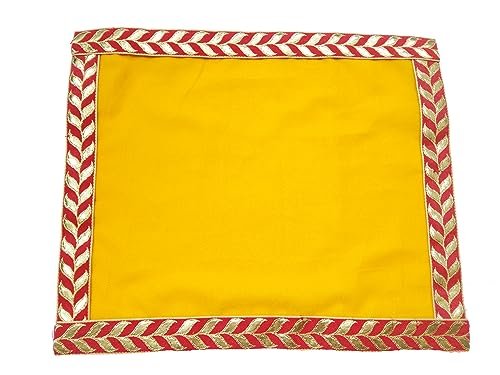 Ladoo krishna Velvet Puja Aasan | Velvet Aasan; Altar Puja Aasan Altar Cloth/Chowki Aasan Kapda Mat for Puja Table/Velvet Altar Cloth for Puja Home Mandir and Temple (Yellow) Size (8 by 6 Inch) |