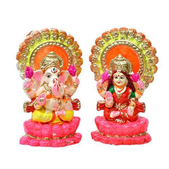 Items Beautiful Design Laxmi Ganesh on Lotus Murti for Diwali Pooja | Laxmi ji ki murti| Ganesh ji ki Murti| Laxmi Ganesh Mitti ki Murti | Diwali Laxmi Ganesh clay murti Pooja Idols-SM17.12.82 |