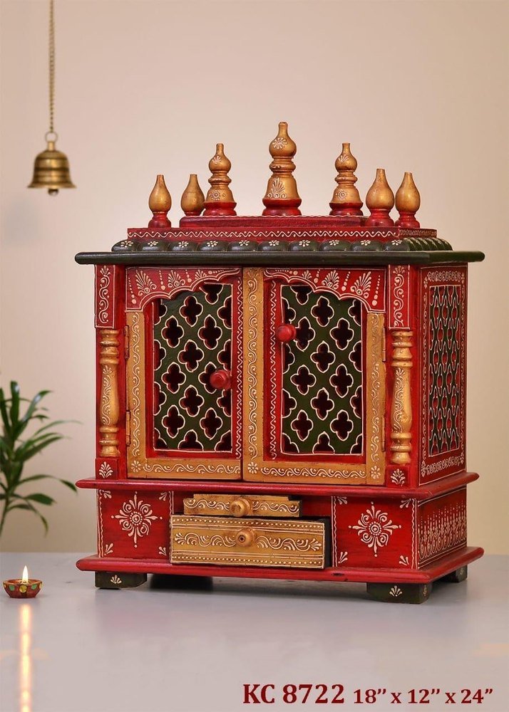 Medium-sized Wooden Craft Temples with Embossed Work| Ideal for Home Decor and Wall Mounting.