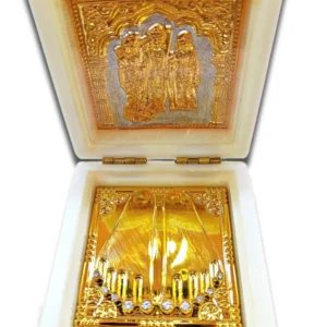 Lord Jai Shree Ram Darbar Gold Plated Wealth & Prosperity Charan Paduka for Home/Office/Pooja Ghar Decorative Showpiece Gift Box