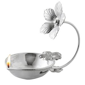 PRD CARATCAFE Pure Silver 925 Diya Deepak For Pooja Mandir Flower Shape ( NET WEIGHT 30 Grams) Diwali Gifts Silver