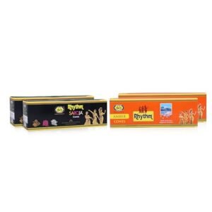 Cycle Pure Rhythm Incense Cones Combo Pack - Saroja & Amber Dhoop Cones (Pack of 2 Each) (48N + 1 Matchbox + 1 Cone Holder pp) | Sandal