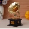 NK Handicrafts Handmade Vintage Dummy Gramophone Showpiece Only for Home Decor (MDF & Brass)