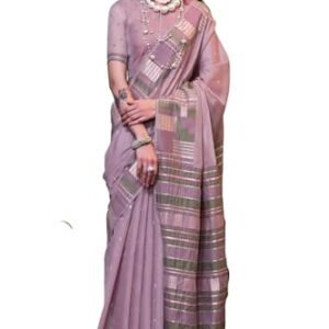 SGF11 Women's Kanjivaram Soft Cotton Linen Silk Saree With Unstitched Blouse Piece