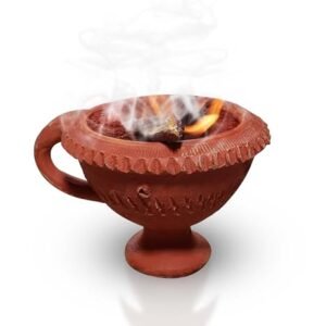 Pure Source India Natural Clay Desi Handmade Dhoop Loban Dani/Dhuni Burner Holder/Pot Stand for Puja/Hawan/Dhuni (Shop/Office/Room/Gardan etc.) (4 Inch Size 100% Pure Mitti)