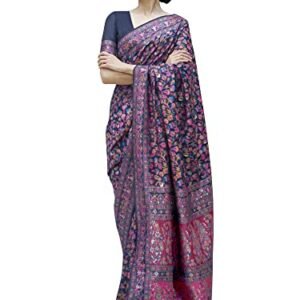 AKHILAM Women's Silk Blend Bandhani Print Kanjivaram Saree Saree With Unstitched Blouse Piece