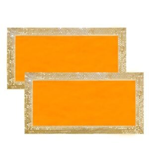 DLC 12 x 18 Inch Designer Sequin Work Yellow Velvet Cloth for Pooja Chowki God Idol