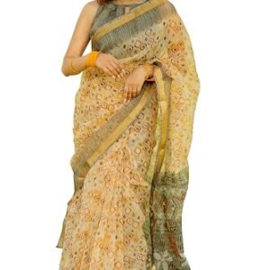 MIRCHI FASHION Women's Polyester Kota Doria Geometric Printed Saree with Blouse Piece