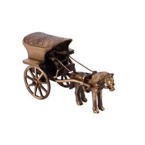 eCraftIndia Antique Finish Horse Carriage Brass Showpiece (13 cm x 6 cm x 8