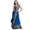 RACHBAI Women's Tussar Ghicha Bhagalpuri madhubani hand printed pure silk saree (BLUE)