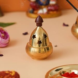 eCraftIndia Golden Traditional Akhand Brass Diya for Puja Room