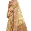 SGF11 Women's Organza Kanjivaram Pure Soft Silk Handloom Saree Pure Golden Zari With Blouse Piece