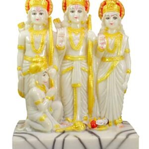 Geetan Handmade Lord Marble Coating Ram Darbar Murti - White 5 Inch | for Home Temple | Ram