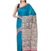 RACHBAI Women's Pure Tussar Ghicha madhubani printed pure silk saree with unstich blouse &silk mark certified(multicolor)