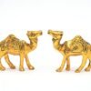 Nirmal Handicraft Metal Rajasthani Camel Showpiece Living Room Decorations Gifts Purpose Golden Color - 4 Inch (Pack of 2)