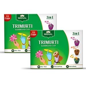 Shubhkart Nirmal Trimurti Sambrani Cup Dhoop 12 Cups|Non Toxic