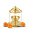 Shubhkart Nitya Akhand Jyot Aaradhya Brass Pooja Diya for Puja & Religious Rituals with Borosilicate Glass Cover for Home