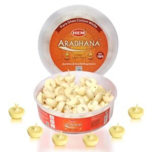 HEM Aradhna Pure Ghee Diya with Batti Pack of 100 Diyas | Pooja Room Items for Home | Wax Free | Ghee Wicks for Prayers