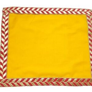 Ladoo krishna Velvet Puja Aasan | Velvet Aasan; Altar Puja Aasan Altar Cloth/Chowki Aasan Kapda Mat for Puja Table/Velvet Altar Cloth for Puja Home Mandir and Temple (Yellow) Size (8 by 6 Inch)