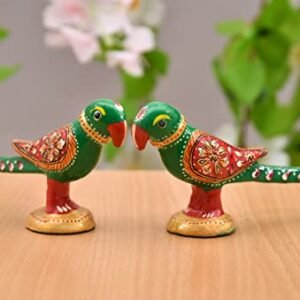 Nirmal Handicraft Handicraft meenakari Parrot with Enamel Painting Combo of 2