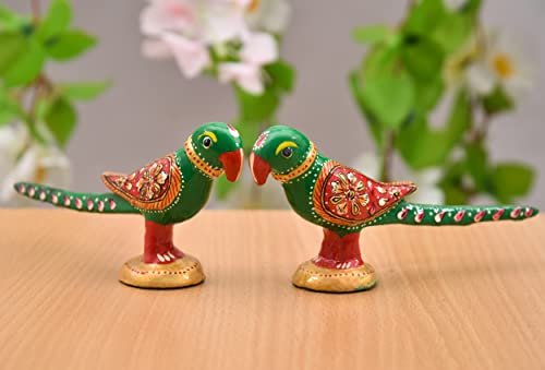 Nirmal Handicraft Handicraft meenakari Parrot with Enamel Painting Combo of 2