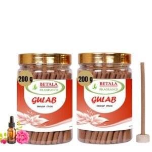 BETALA FRAGRANCE GULAB (Rose) dhoop Sticks for Pooja (400 GM batti) with dhoop Stand Holder in Box (150 Dhoop Batti)