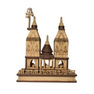 Replica of Kashi Vishwanath | Wooden Showpiece | Kashi Ke Dev | Bholenath Mini Idol | Miniature Varanasi Mandir For Home & Temple Decor | Unique Handicraft | Gifting and Spirituality(14 x 6.5 x 13 cm)