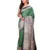 Indiehaat Women Handloom Hand Madhubani Work Tussar Saree With Attached Blouse (Green