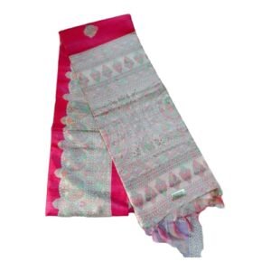 PRIYAN FASHION Cotton Silk Madhubani Print Saree With Running Blouse (Pink)