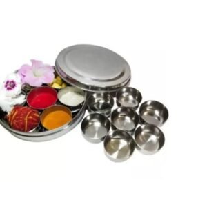 Stainless Steel Round Box - Pooja box