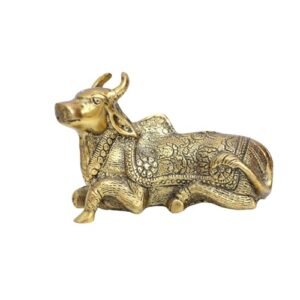 TrenDec Brass Handicraft Kamdhenu Cow | Statue Figurine Decorative Gift Item | Showpiece for Home and Office Décor | Diwali Decorations Religious Items | Perfect Diwali Gift (16.5 x 6.35 x 11.43 cm)