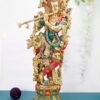 Artvarko Brass Lord Krishna Idol Bhagwan Large Statue Multicolor Murti for Home Decor Puja Gift Height 29 Inches