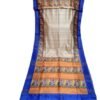 Jolly Tussar Ghicha Silk Saree Madhubani Printed Handwoven -Blue Yellow