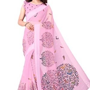 MIRCHI FASHION Women's Cotton Blend Saree With Unstiched Blouse Piece