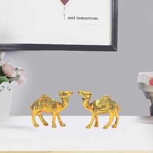 Nirmal Handicraft Golden Color Metal Rajasthani Camel Showpiece Pair Living Room Decorations Gifts 4 Inch