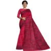 iMithila Indian Madhubani Handpainted Handloom Ghicha Silk Saree with Blouse Piece -Red