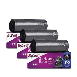 Ezee Black Garbage Bags for Dustbin | 90 Pcs | Medium 19 X 21 Inches | 30 Pcs x Pack of 3