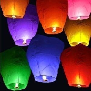 STYLISTY IND Sky Lanterns Multicolor Wishing Candle Hot Air Paper Balloon For Diwali/Marriage/Christmas/All Festival Multicolor (Pack Of 10)(Sky Lanterns Balloon-Rn080)