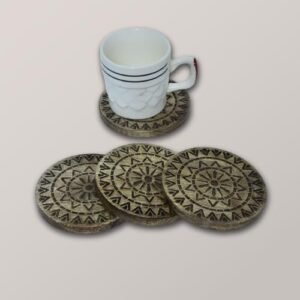 SHAIZHOME Set of 6 Beautiful Wooden Tea Coaster- 6 pc Round 3.5 x 3.5 inch | Coaster Set Fit for Tea Cups