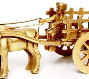 P.J.Handicrafts Brass Vintage Bullock Cart with Farmer Decorative Showpiece | Home Decor