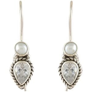 Handicraft Fashion Point 92.5 Sterling Silver Round Tear Silver Earring For girls and Women