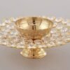 Collectible India Small Crystal Akhand Diya Brass Oil Puja Lamp for Home Office Gifts Pooja Articles Decor (Golden