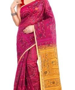 Madhubani handloom Saree Pink