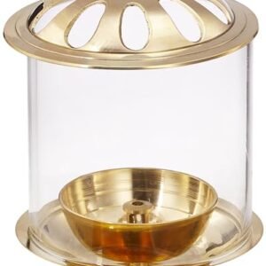 Amazon Brand - Solimo Brass Diya with Borosilicate Glass