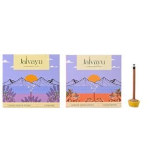 Jalvayu Luxury Dhoop Sticks | 140 Organic Dhoop Sticks | Fragrances - Sandalwood & Lavender | Agarbatti for Pooja in Fresh | Free Dhoop Stand Inside | Crafted from Temple Flowers