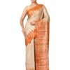 Women s Tussar ghicha Sambalpuri/ikat printed pure silk saree with unstich blouse and silk mark certified