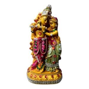 DEVINE Antique Smooth Finish Lord Radha-Krishna Love Couple Clay Art - 8 Inch Handicraft Idol for Temple