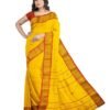 eC ESHA'S COLLECTION Women's Pure Cotton Traditional Churi Par Tangail Saree Without Blouse Piece (Yellow