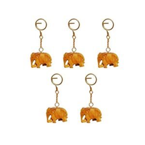 Handicrafts Paradise Wooden Elephant Key Chains Set Of 5 Pc